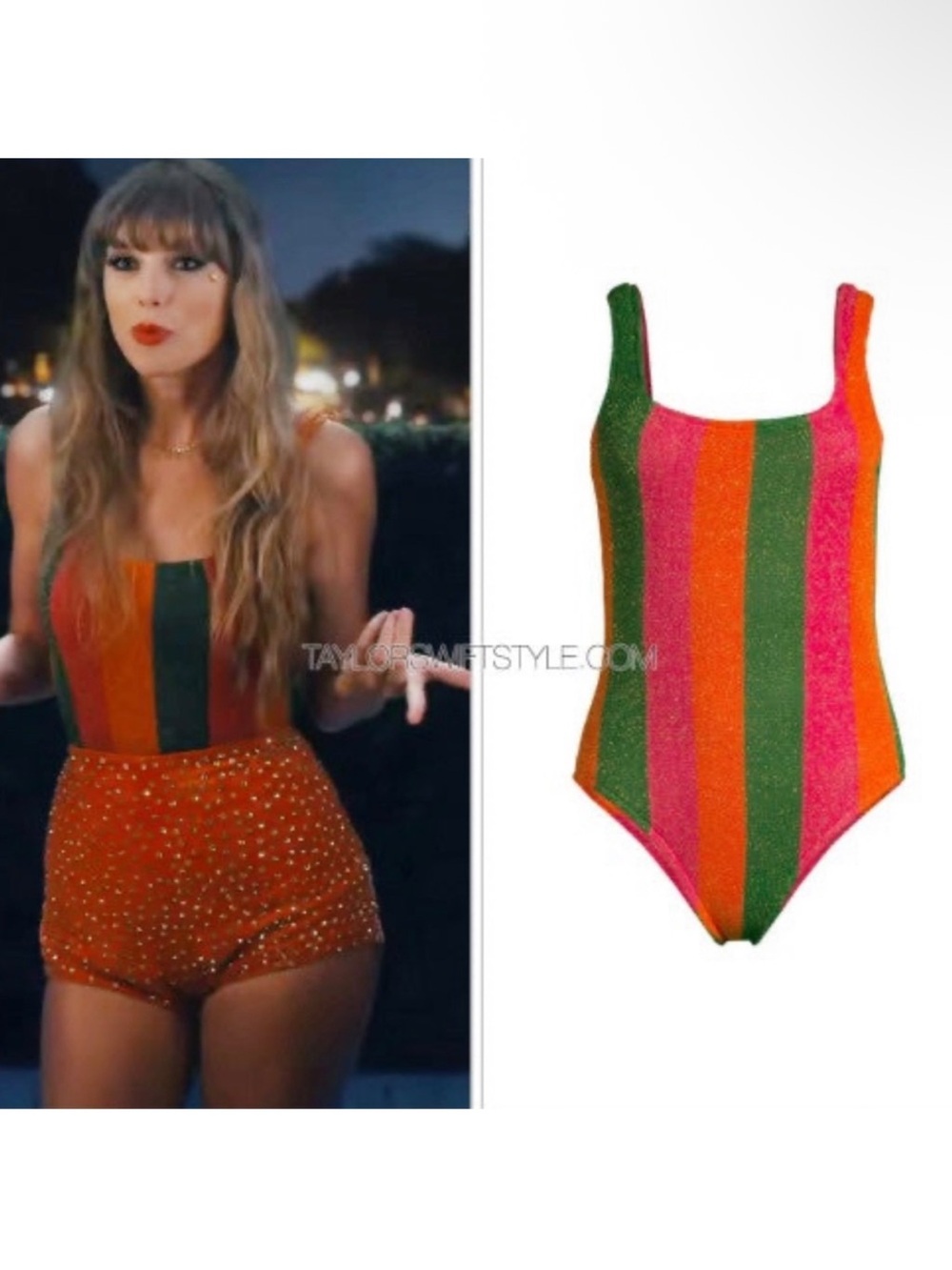Taylor Swift Farm Rio Shimmer Striped Anti Hero Music Video Swimsuit NEW Small - Picture 1 of 10